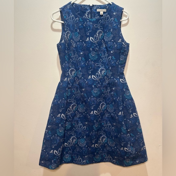 Eva Mendes Blue Floral Dress Sleeveless Size 6 - Picture 2 of 8